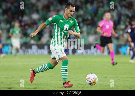 Siviglia, Spagna. 28 agosto 2021. Juanmi di Real Betis durante la partita la Liga Santader tra Real Betis Balompie e Real Madrid CF a Benito Villamarin a Siviglia, Spagna, il 28 agosto 2021. (Credit: Jose Luis Contreras) Credit: DAX Images/Alamy Live News Foto Stock