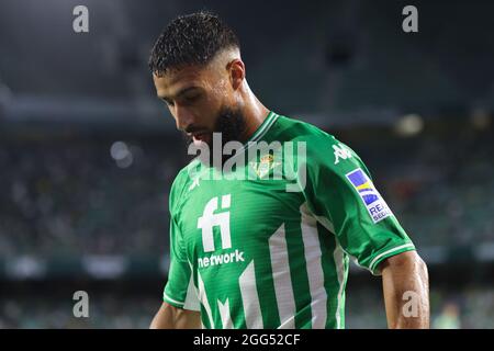 Siviglia, Siviglia, Spagna. 28 agosto 2021. Nabil Fekir di Real Betis durante la partita la Liga Santader tra Real Betis Balompie e Real Madrid CF a Benito Villamarin a Siviglia, Spagna, il 28 agosto 2021. (Credit Image: © Jose Luis Contreras/DAX via ZUMA Press Wire) Foto Stock