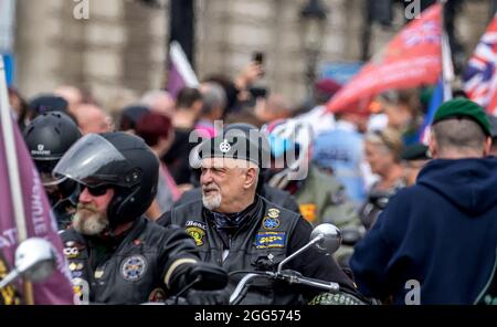 Il movimento dei veterani dell'Irlanda del Nord alla Giornata nazionale di protesta dei veterani si riunisce per protestare contro il loro trattamento da parte dei governi britannici successivi Foto Stock