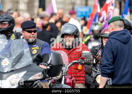 Il movimento dei veterani dell'Irlanda del Nord alla Giornata nazionale di protesta dei veterani si riunisce per protestare contro il loro trattamento da parte dei governi britannici successivi Foto Stock