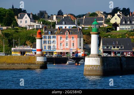 FRANCIA. REGIONE BRETAGNA. MORBIHAN (56) ILE DE GROIX, PORT TUDY, PORTO PRINCIPALE DELL'ISOLA Foto Stock