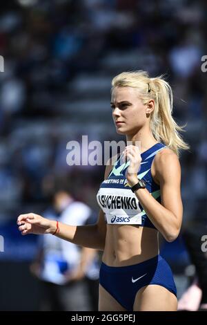 Yuliya (Yuliia) Levchenko (High Jump femminile) dell'Ucraina compete durante la IAAF Wanda Diamond League, Meeting de Paris Athletics evento il 28 agosto 2021 allo stadio Charlety di Parigi, Francia - Foto Victor Joly / DPPI Foto Stock