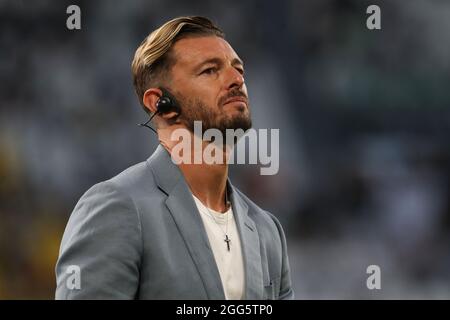 Torino, 28 agosto 2021. L'ex calciatore Federico Balzaretti DAZN commentatore durante la serie A allo Stadio Allianz di Torino. Il credito d'immagine dovrebbe essere: Jonathan Moscrop / Sportimage Foto Stock