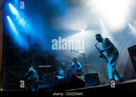 jazz rock band inglese la cometa si esibirà dal vivo durante il festival di oggi Foto Stock