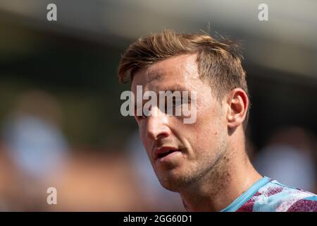 BURNLEY, REGNO UNITO. 29 AGOSTO Chris Wood di Burnley prima della partita della Premier League tra Burnley e Leeds United a Turf Moor di Burnley domenica 29 agosto 2021. (Credit: Pat Scaasi | MI News) Credit: MI News & Sport /Alamy Live News Foto Stock