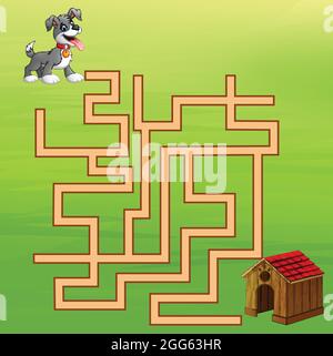 Gioco cane labirinto trovare modo per la casa Illustrazione Vettoriale