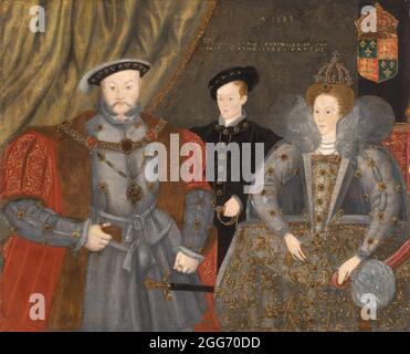 Enrico VIII, Elisabetta i e Edoardo VI 1597 di un artista inglese Foto Stock