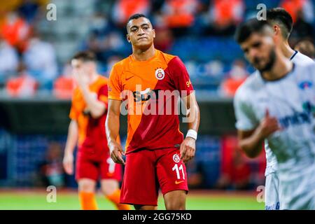 ISTANBUL, TURCHIA - AGOSTO 29: Mostafa Mohamed Ahmed Abdallah di Galatasaray durante la partita Super Lig tra Kasimpasa e Galatasaray al Recep Tayyip Erdogan Stadium il 29 agosto 2021 a Istanbul, Turchia (Foto di /Orange Pictures) Foto Stock