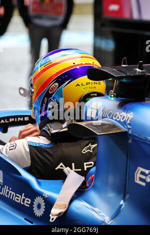 Fernando Alonso (ESP) Alpine F1 Team A521. Gran Premio del Belgio, domenica 29 agosto 2021. Spa-Francorchamps, Belgio. Foto Stock