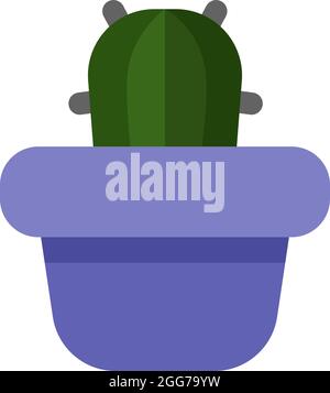 Giglio pasquale cactus in un vaso viola, icona illustrazione, vettore su sfondo bianco Illustrazione Vettoriale