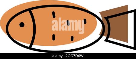 Pesce arancione con cinque puntini neri, illustrazione di icone, vettore su sfondo bianco Illustrazione Vettoriale