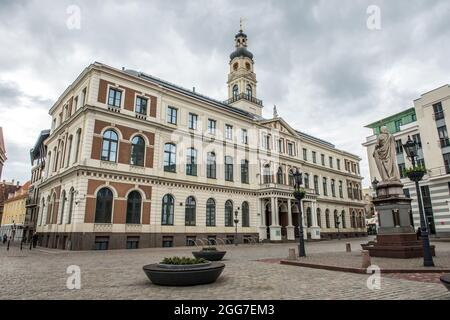 Riga, Lettonia - 21 maggio 2021: Edificio del comune di riga, è il governo della città di riga, Lettonia Foto Stock