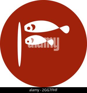 Bandiera giapponese koinobori, illustrazione di icone, vettore su sfondo bianco Illustrazione Vettoriale