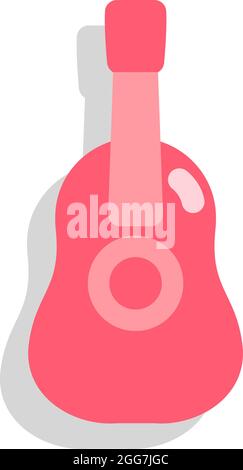 Chitarra rosa, illustrazione di icone, vettore su sfondo bianco Illustrazione Vettoriale