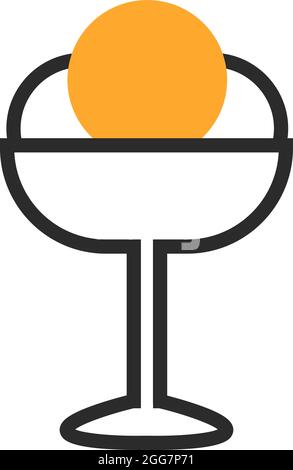 Gelato giallo in una ciotola di vetro, illustrazione dell'icona, vettore su sfondo bianco Illustrazione Vettoriale