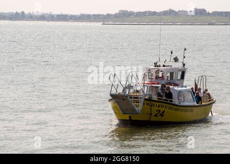 Harwich Harbour traghetto sbarco a Landguard, Felixstowe Foto Stock