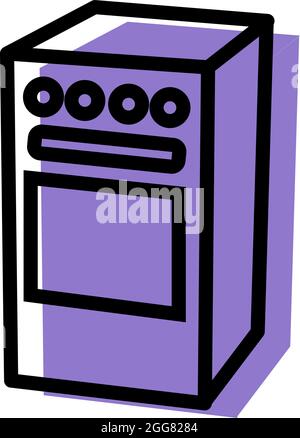 Stufa viola, illustrazione, su uno sfondo bianco. Illustrazione Vettoriale