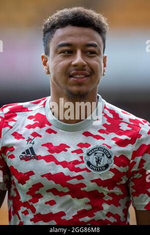 WOLVERHAMPTON, INGHILTERRA - AGOSTO 29: Jesse Lingard di Manchester United durante la partita della Premier League tra Wolverhampton Wanderers e Mancheste Foto Stock