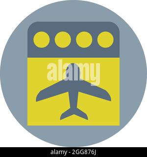 Programma il volo in aereo, illustrazione, su sfondo bianco. Illustrazione Vettoriale