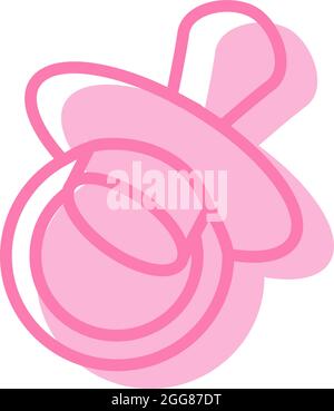 binky rosa bambino, illustrazione, vettore su uno sfondo bianco. Illustrazione Vettoriale