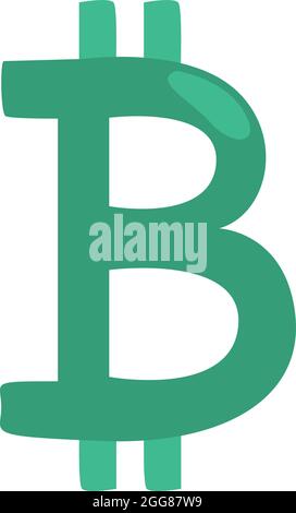 Simbolo a moneta di bit verde, illustrazione, vettore su sfondo bianco. Illustrazione Vettoriale