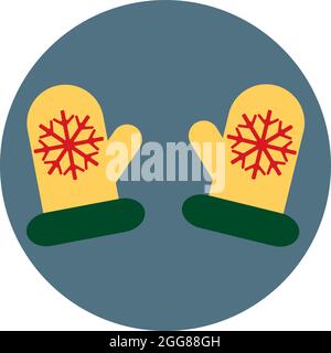 Guanti invernali gialli, illustrazione, vettoriale su sfondo bianco. Illustrazione Vettoriale