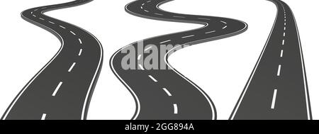 Serie 3d vettoriale realistica di strade curve e autostrade. Grafico vettoriale. Illustrazione Vettoriale