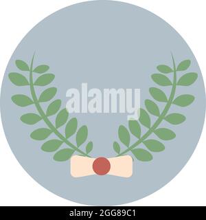 Ramo di alloro verde, illustrazione, vettore su sfondo bianco. Illustrazione Vettoriale