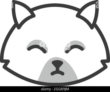 Gatto grigio assonnato, illustrazione, vettore su sfondo bianco. Illustrazione Vettoriale