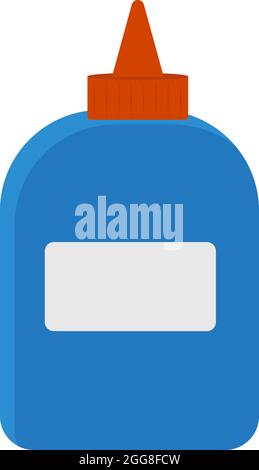 Flacone di colla blu, illustrazione, vettore su sfondo bianco. Illustrazione Vettoriale