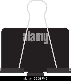 Clip per rilegatore nero, illustrazione, vettore su sfondo bianco Illustrazione Vettoriale