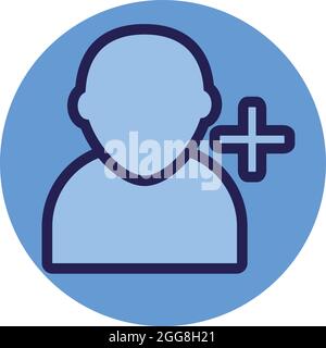 Aggiungi amico, illustrazione, vettore su sfondo bianco. Illustrazione Vettoriale