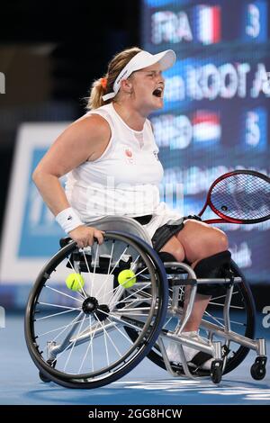 Tokyo, Giappone. 30 agosto 2021. Van KOOT Aniek dei Paesi Bassi gareggia nel secondo turno femminile ai Giochi Paralimpici di Tokyo 2020. Credit: Arif Karim/Alamy Live News Foto Stock