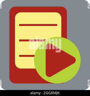 Riproduzione di audiolibro, illustrazione, vettore, su sfondo bianco. Illustrazione Vettoriale