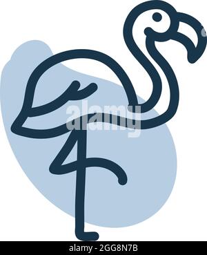 Flamingo in piedi su una gamba, illustrazione, vettore, su uno sfondo bianco. Illustrazione Vettoriale