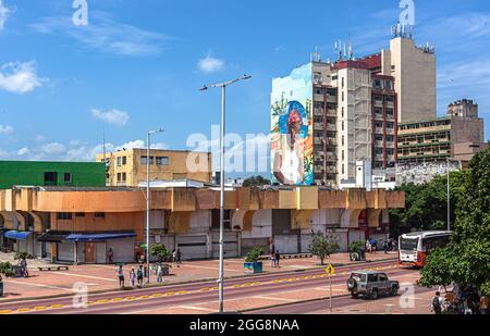 La avenida Venezuela visto da baluarte San Pedro Martir, Cartagena de Indias, Colombia. Foto Stock