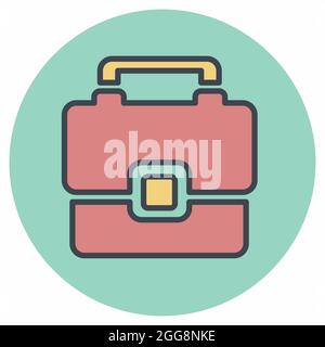 Icona vettore di Briefcase - stile di accoppiamento a colori - illustrazione semplice, tratto modificabile, vettore modello di disegno, buono per stampe, poster, pubblicità, Illustrazione Vettoriale