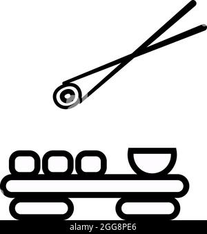 Cinese sushi rotoli, illustrazione, vettore, su uno sfondo bianco. Illustrazione Vettoriale