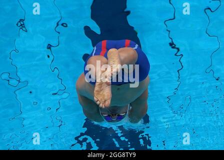 Tokio, Giappone. 30 ago 2021. Paralimpiadi: Nuoto para, uomini, farfalla 50m, al Tokyo Aquatics Center. Zach Shattuck (USA). Credit: Marcus Brandt/dpa/Alamy Live News Foto Stock