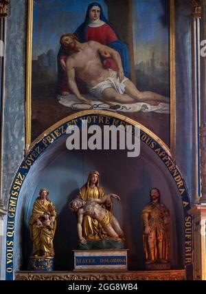 Pieta, chiesa, Ennezat, Puy-de-Dôme, Auvergne-Rhône-Alpes, Francia. Foto Stock