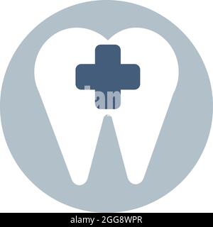 Dente medico, illustrazione, vettore, su sfondo bianco. Illustrazione Vettoriale