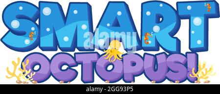 Illustrazione del banner del font Smart Octopus Award Illustrazione Vettoriale