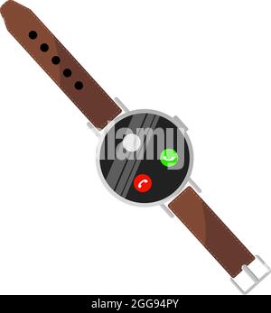 Elegante orologio in pelle, illustrazione, vettore su sfondo bianco. Illustrazione Vettoriale