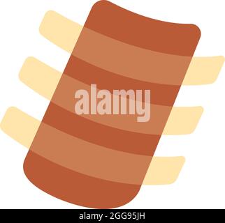 Icona nervature. Icona di colore piatto isolato. Illustrazione vettoriale. Design glyph moderno. Prodotti a base di carne. Ingredienti alimentari Illustrazione Vettoriale