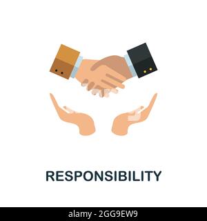 Icona di responsabilità piatta. Segno colorato dalla collezione di personalità. Illustrazione di icona di responsabilità creativa per disegno di fotoricettore, infographics e più Illustrazione Vettoriale