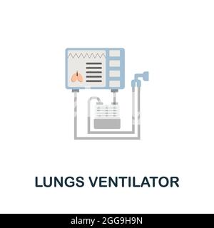 Icona piatta del ventilatore polmonare. Segno colorato dalla raccolta di ossigeno. Illustrazione di icone Creative Lungs Ventilator per web design, infografie e altro ancora Illustrazione Vettoriale