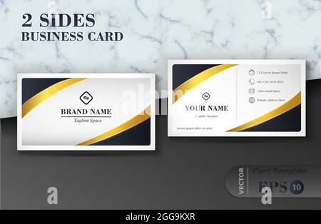 Due lati nero e oro di lusso biglietto da visita modello di design Illustrazione Vettoriale