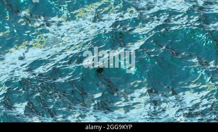 L'illustrazione 3D di una splendida sfumatura di colore blu chiaro e verde si piega a schermo intero, come uno splendido sfondo in tessuto pulito. Semplice supporto morbido Foto Stock