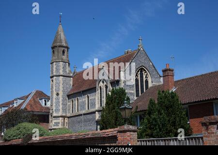 Viste del Sarum College dalla Cattedrale di Salisbury nel Wiltshire nel Regno Unito Foto Stock