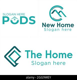 Home tetto vettore lettera P logo design immobiliare ipoteca edificio Illustrazione Vettoriale